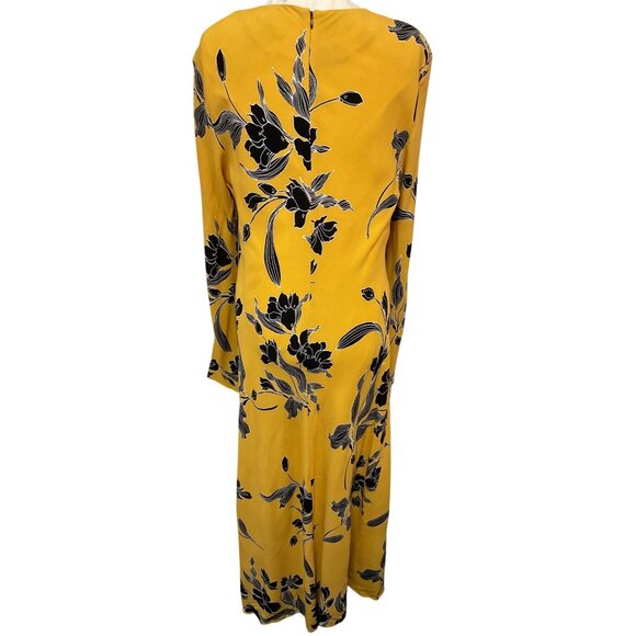 Favorite Daughter Buttercup Fleur Print Dress Yellow & Black Floral Long Sleeve - Picture 3 of 6